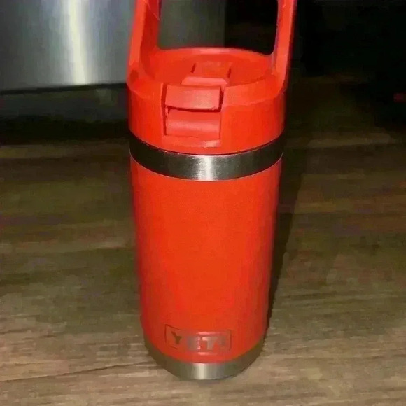 YETI Rambler Jr. 12oz Red Orange Kids Stainless Steel Water Bottle missing straw - Picture 2 of 3